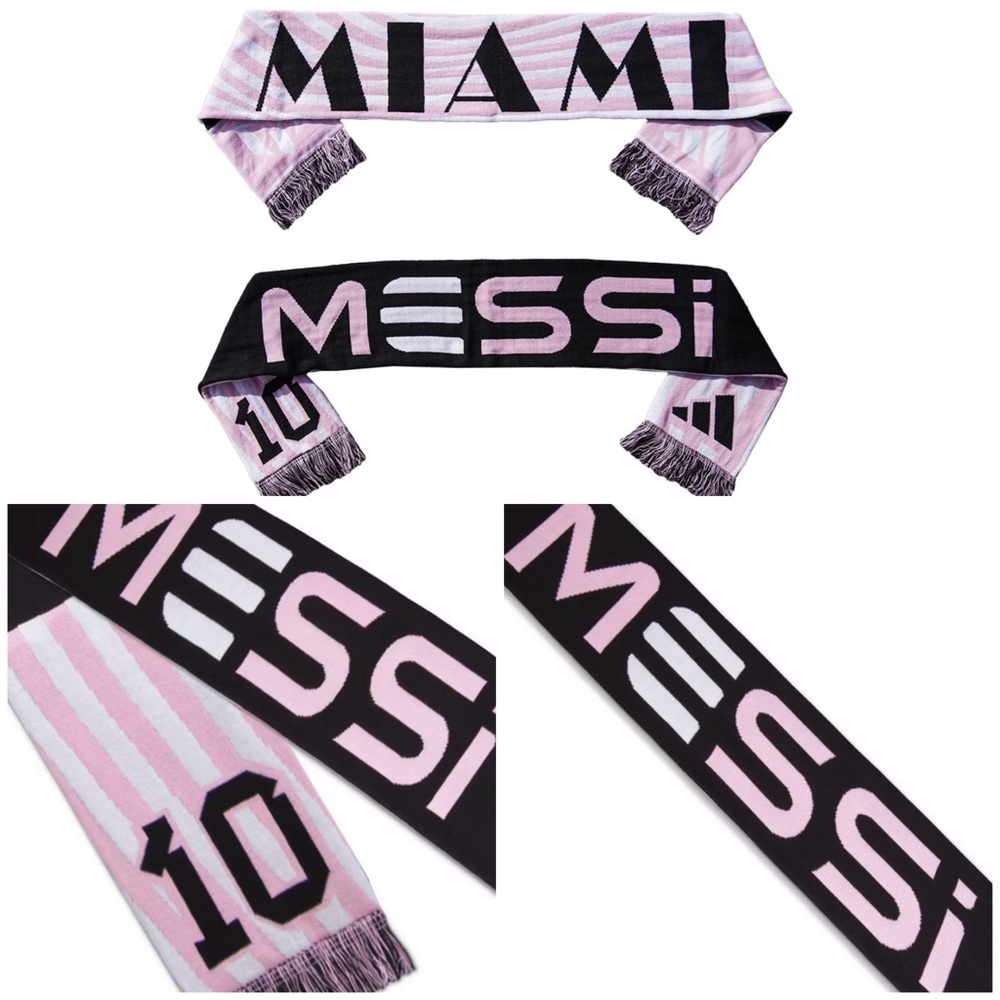 Adidas Lionel Messi Inter Miami Football Club Pink/Black Scarf JJ4393 NWT